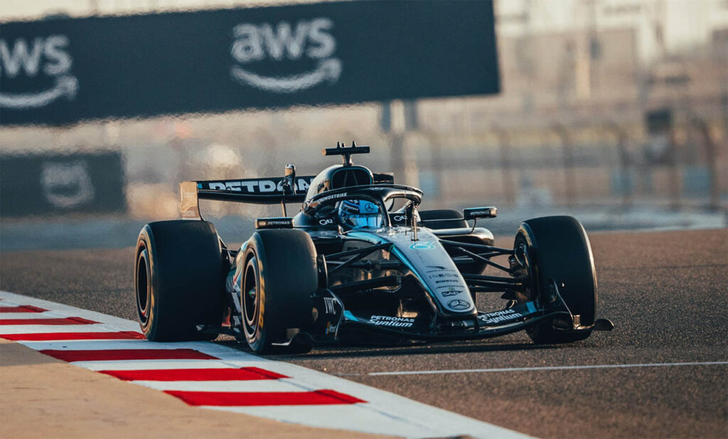 F1 test Baharain Mercedes Russell